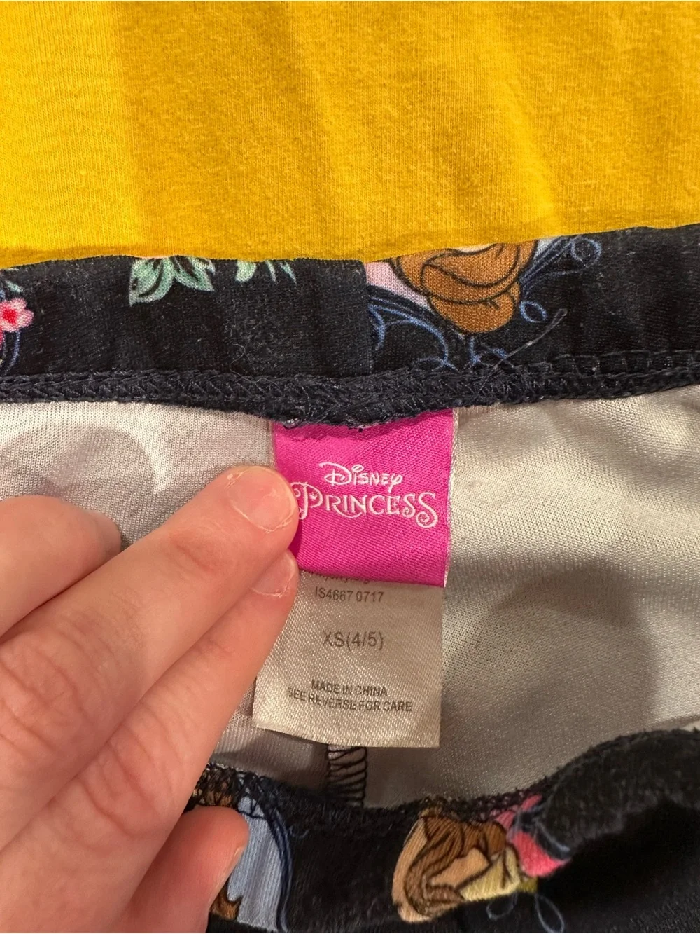 SHEIN Yellow Ruffle Top with Disney Black Floral Bell Leggings Set